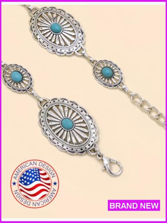 Western Chain Concho Belt for Women Cowgirl Country Concert Outfit Waist Belt main image 4